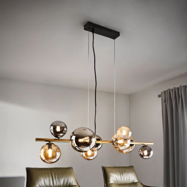 Amberok LED Hængelampe fra Dieter Knoll – Moderne design i glas og krom (86,6 cm)